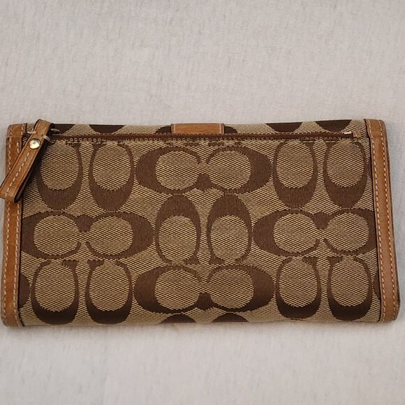 Coach Brown and Tan Signature Wallet - Picture 2 of 5